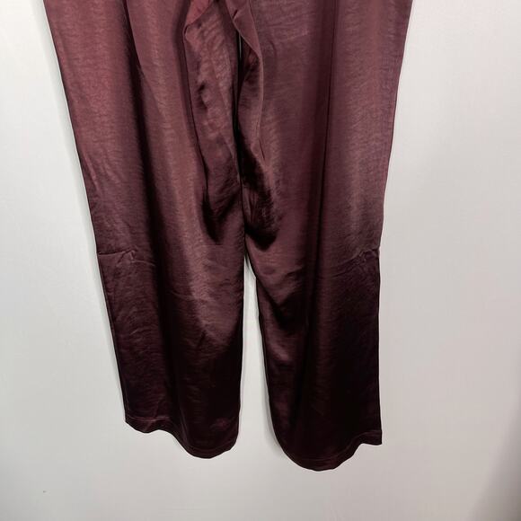 Good American 12 / 31 Malbec Red Washed Satin High Rise Straight Pants Trousers - Picture 7 of 11
